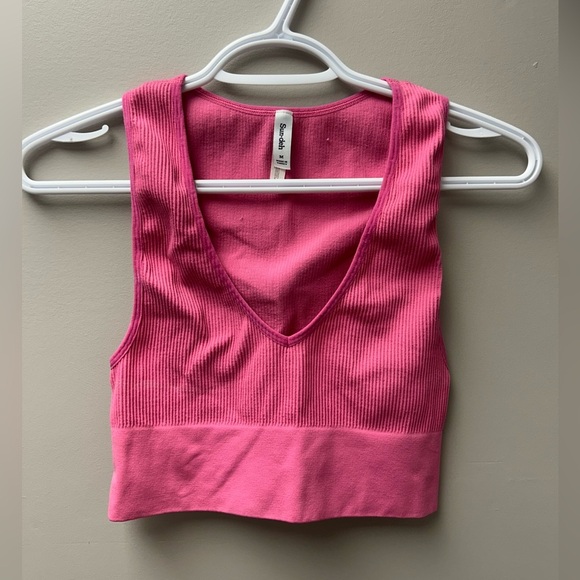 Aritzia Sun•Deh Pink Ribbed Cropped Tank Top - Picture 1 of 3
